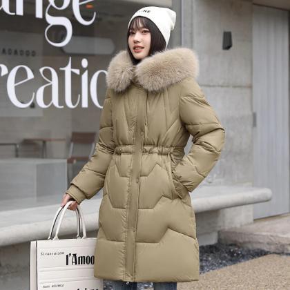 Winter Long Coats For Women Fur Collar Fashion..