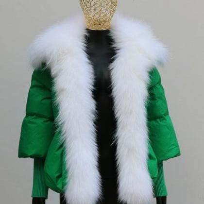 Fl Black Short Puffer Fur Collar Jacket main image 0