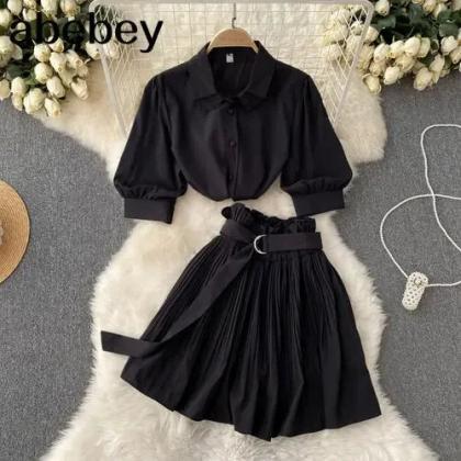 Dramatic Sleeves Embellished Blouse and Skirt main image 1