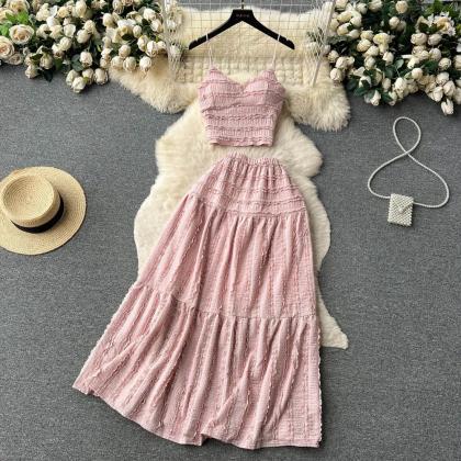 Womens Sweetheart Neckline Pink Pleated Midi Dress..