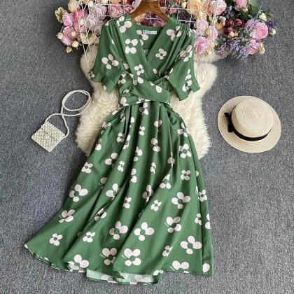 Floral V-Neck Midi Dress