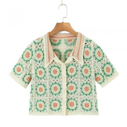 Bohemian Handmade Crochet Granny Square Cardigan..