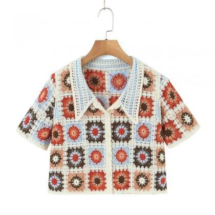 Bohemian Handmade Crochet Granny Square Cardigan..