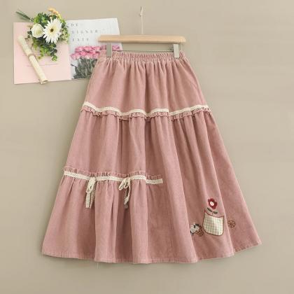 Womens Vintage Style Tiered Lace Trim Skirts Set