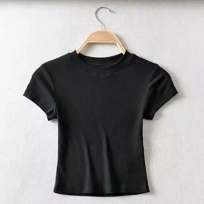 Womens Basic Solid Color Short Sleeve T-shirt Pack