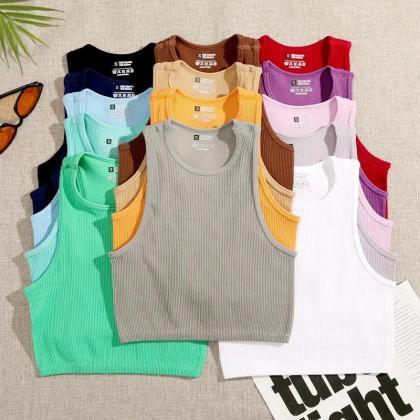 Womens Ribbed Cotton Tank Tops, Assorted Colors,..