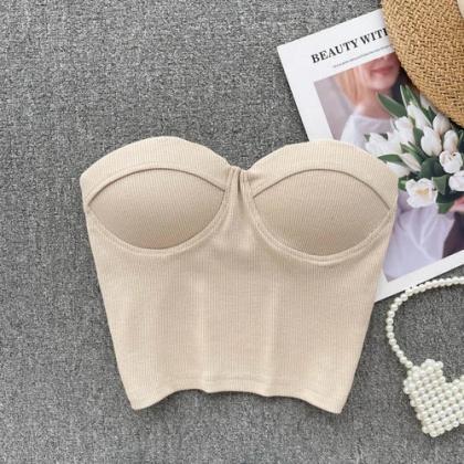 Womens Strapless Padded Bandeau Tube Top Bras -..