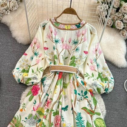 Womens Bohemian Floral Print Summer Dress With..