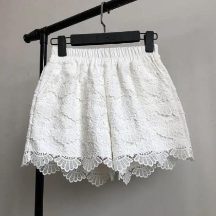 Womens Elegant Lace Shorts In Neutral Colors Pack