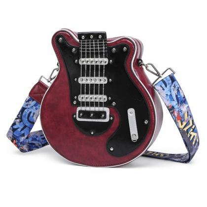 Electric Guitar Shaped Crossbody Bag With..
