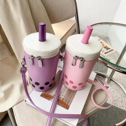 Insulated Polka Dot Tumbler With Shoulder Strap..