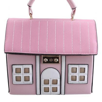 Chic Pink Rooftop Quilted Handbag With Detachable..