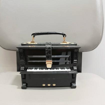 Elegant Black Piano Design Ladies Handbag Clutch
