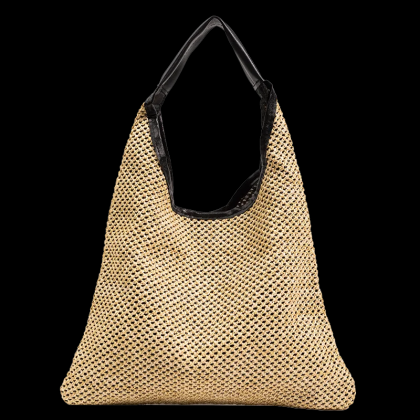 Stylish Woven Tote Bag With Faux Leather Handles