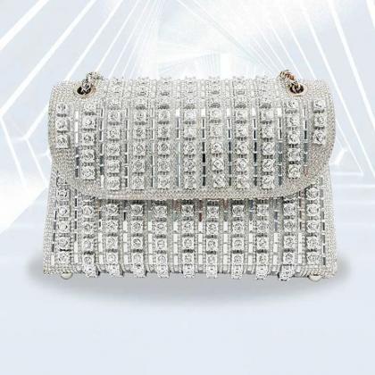 Multicolor Crystal Embellished Clutch Purse With..
