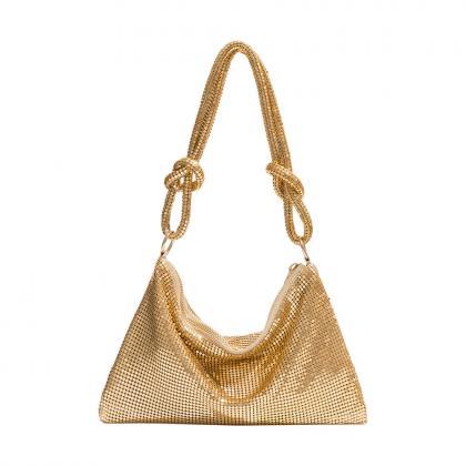 Elegant Metallic Mesh Evening Bags In Gold And..