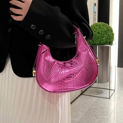 Elegant Golden Scaled Hobo Style Handbag For Women