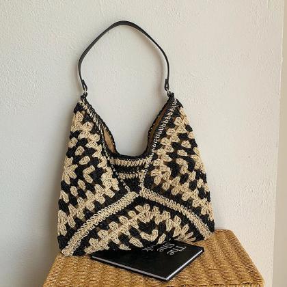 Bohemian Style Black And Beige Crochet Shoulder..