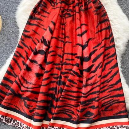 Women Vintage Party Dress Summer Leopard Print..