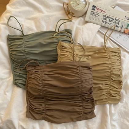 Womens Ruched Camisole Tops In Earth Tones, Set Of..