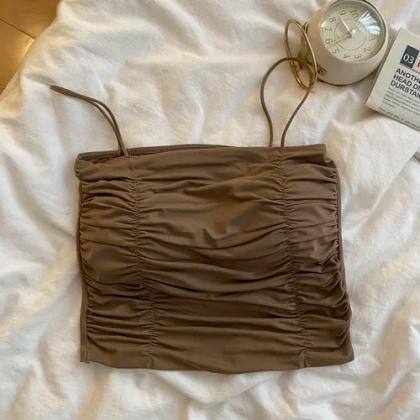 Womens Ruched Camisole Tops In Earth Tones, Set Of..