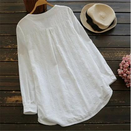 Womens Casual Embroidered Floral White Cotton..