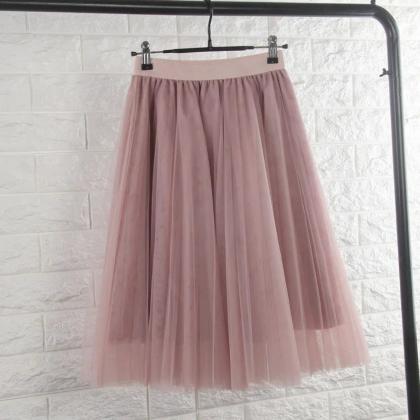 Womens Pleated Tulle Midi Skirt In Assorted Colors
