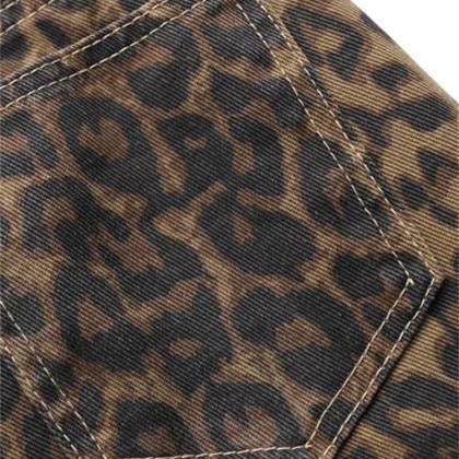 Womens Casual Leopard Print Drawstring Waist Pants