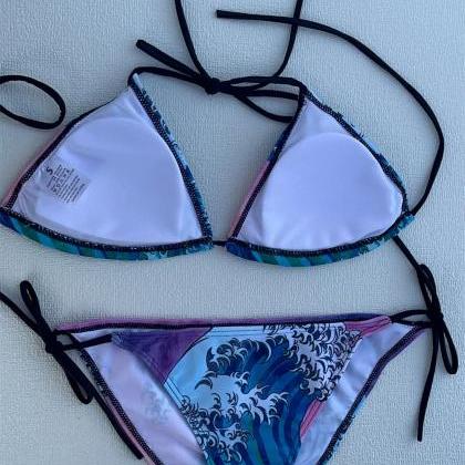 Colorful Rasta Palm Tree Print Bikini Swimwear Set