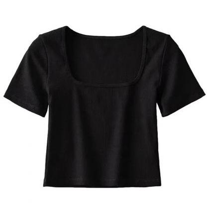 Womens Short Sleeve Crop Top Casual T-shirt 6-pack