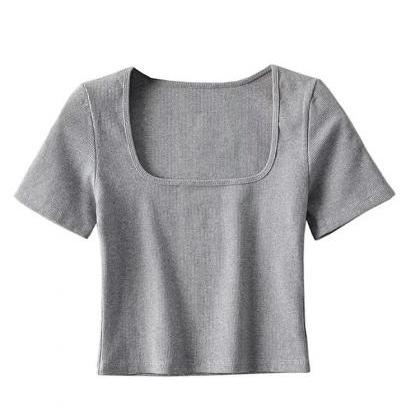 Womens Short Sleeve Crop Top Casual T-shirt 6-pack