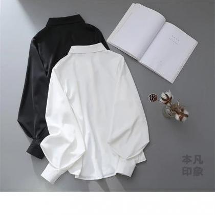Mens Casual Long-sleeve Black And White Shirt
