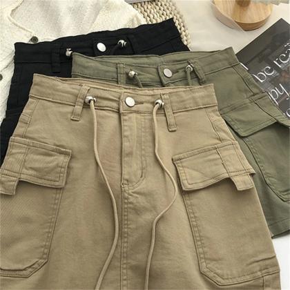 Casual Womens Cargo Skirts With Pockets In Three..