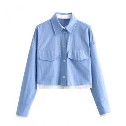 Womens Color Block Casual Denim Jackets Two-tone