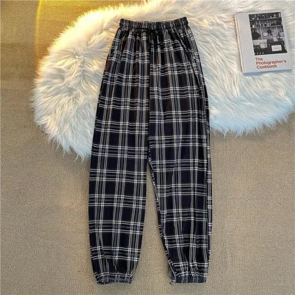 Casual Plaid Cotton Pajama Pants For Men, 3-pack