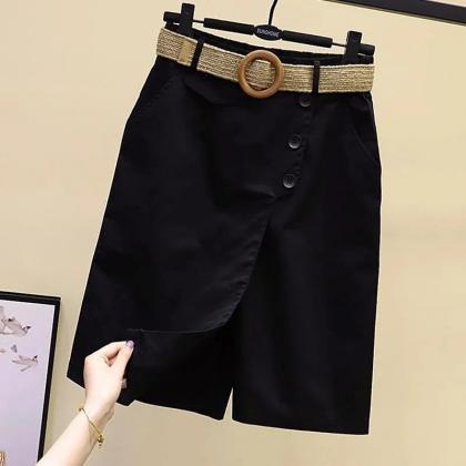 Casual Cotton Shorts With Belt For Women, Various..