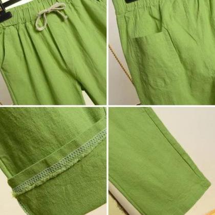 Unisex Casual Linen Drawstring Pants In Various..