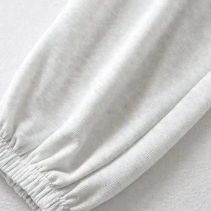 Unisex White Cotton Elastic Waist Casual..
