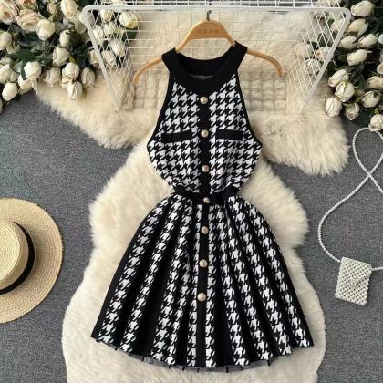 Baby Girl Hounds tooth Pattern Loose Long Sleeve Thickened Dress