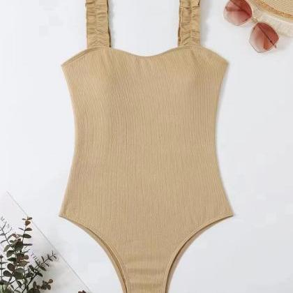 French Ribbon One-Piece Swimsuit – Pink / Black main image 1