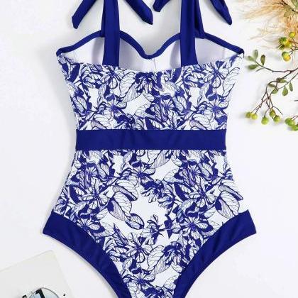 One-Shoulder Swimsuit With Floral Print