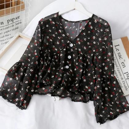 RUFFLED CHIFFON BLOUSE - GARDEN main image 1
