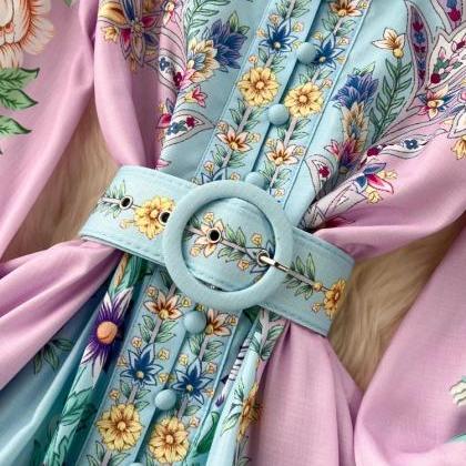 Floral Tie-Shoulder Belted Dress in Luxe Elegance main image 0