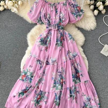 Elegant Summer Floral Off-Shoulder Maxi Dress