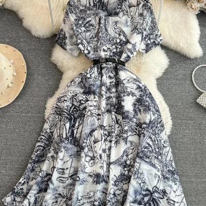Floral Print Button-down Belted Midi Dress on Luulla