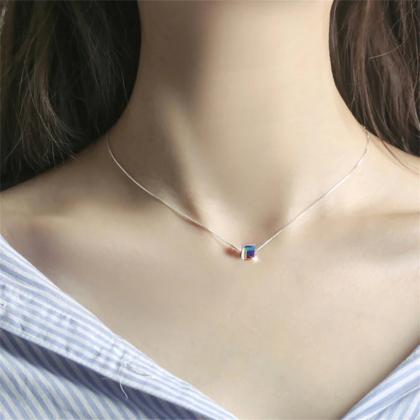 Square Crystal Short Necklace