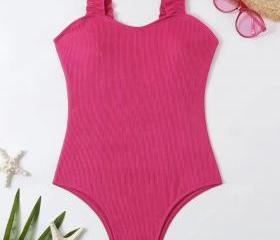 French Ribbon One-Piece Swimsuit – Pink / Black