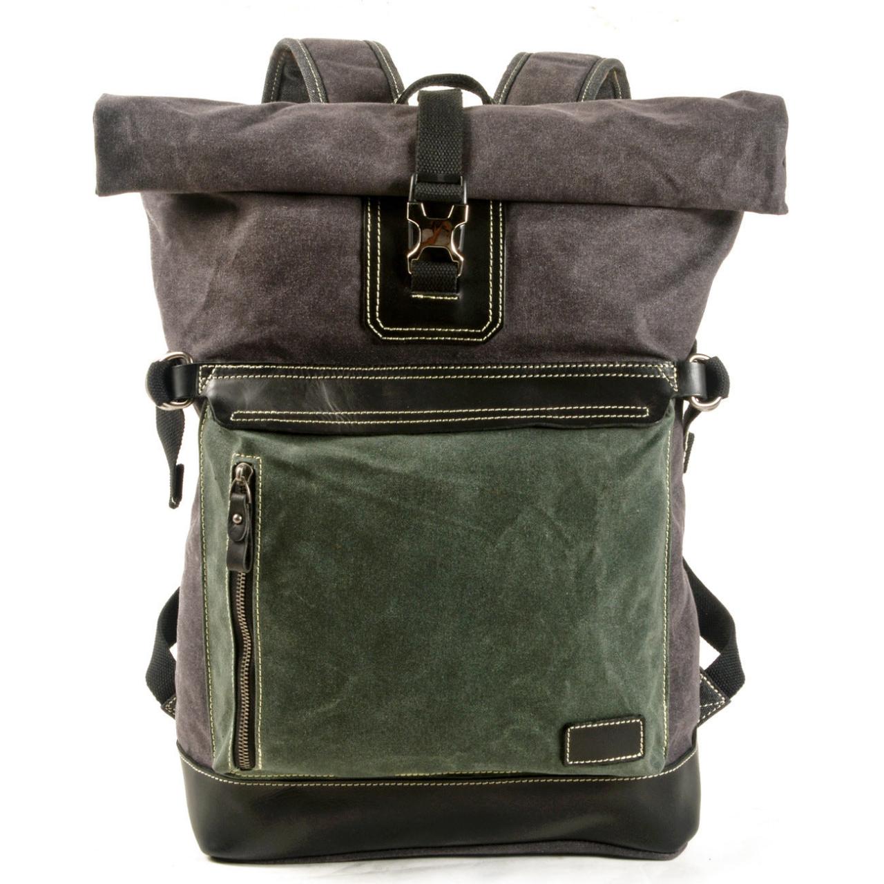 Waxed Canvas 15" Large Storage Casual Hiking Backpack
