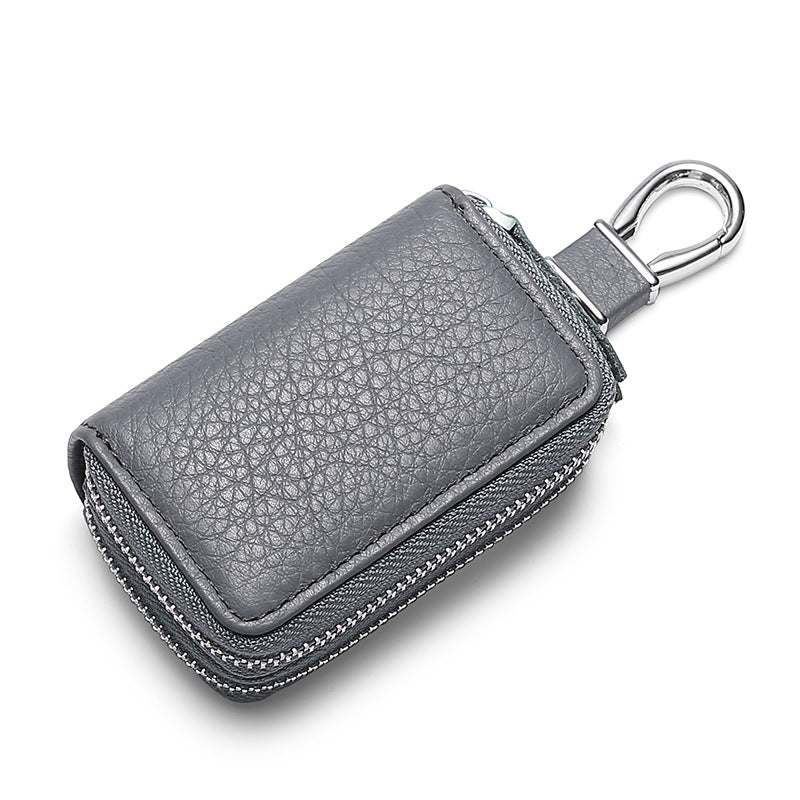 Multi Functional Gray Leather Double Car Keys Cases