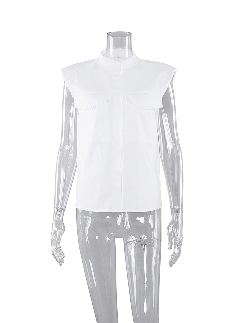 Designed Fashion White Sleeveless Shirts